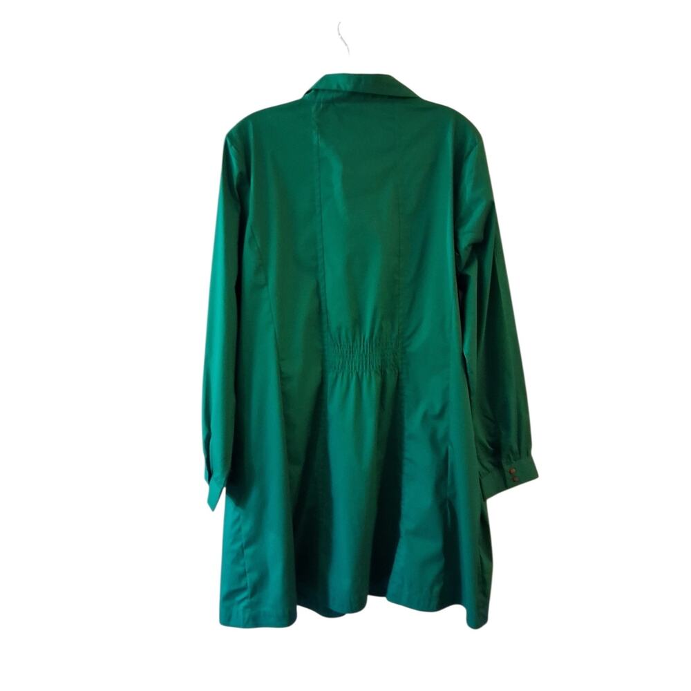 Motto Elegant Green Long-Sleeve Shirt Dress Shirred Waist Minimalist Capsule - Picture 4 of 8